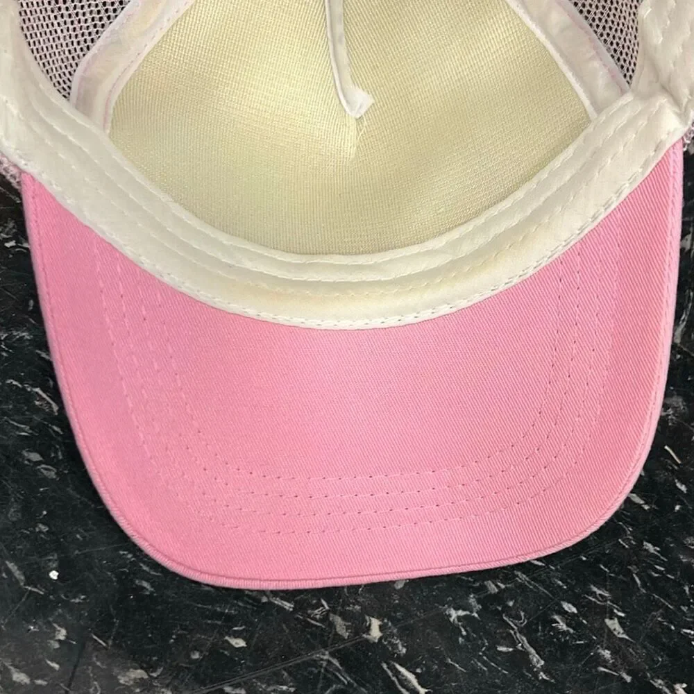 Jamaica Snapback Trucker Hat Pink White Sunset Palm Tree Beach One Love